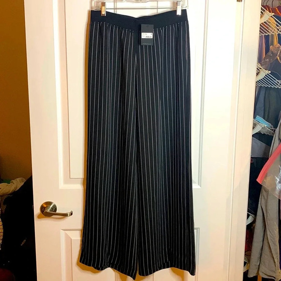NWT ATM Anthony Thomas Melillo black w/ white pinstripes pants size Medium - Picture 1 of 9